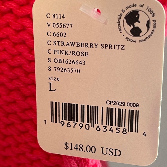 Free People Alli Oversized Slouchy V-Neck Sweater. Pink - Large - NWT - Picture 5 of 6